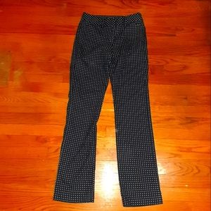 Navy blue pants with white dotted pattern